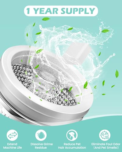 Washing Machine Cleaner Tablets: 24 Pack Deep Cleaning For HE, Front Loader & Top Load Washer, Removes Pet Hair, Odors, Formulated for Pet Owners, Septic Safe, 12 Month Supply, 11G