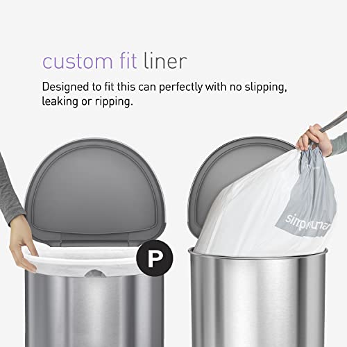 simplehuman Code P 60 Count Custom Fit Liners, Drawstring Kitchen Trash Bags, One-by-One Mess-Free Dispense, Extra Thick & Double Seamed, 50% PCR Plastic, 50-60 Liter / 13-16 Gallon, White