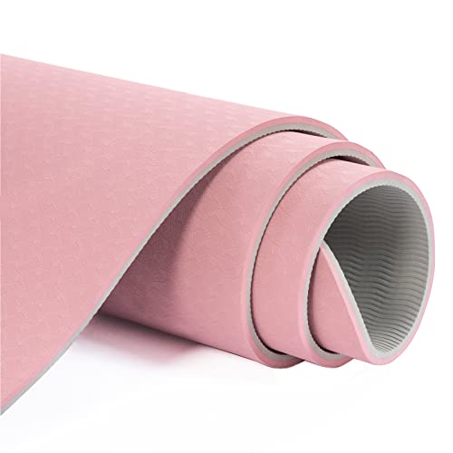 Yoga Mat Non Slip, Pilates Fitness Mats, Eco Friendly, Anti-Tear 1/4" Thick Yoga Mats for Women, Exercise Mats for Home Workout with Carrying Sling and Storage Bag