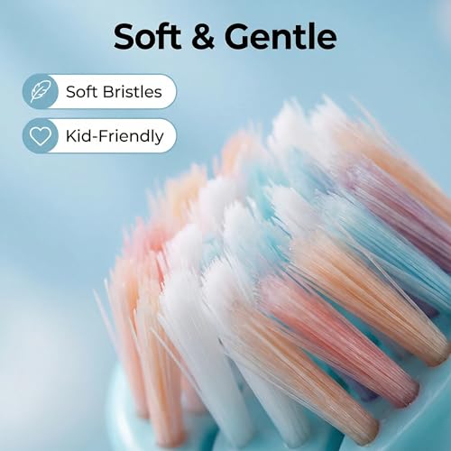 Toddler Toothbrush 4 Pack, Ultra Soft Bristles Kids Toothbrush for Ages 3-12 Years, 3-Sided Design with Tongue Scraper, Non-Slip Handle,Colorful Oral Care Set for Boys & Girls. (4)