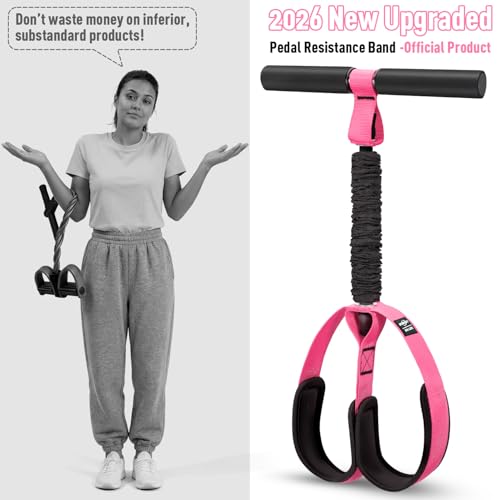 2026 Upgraded Durable Pedal Resistance Band with Handle, Thickened Latex Tubes and Soft Foam Fabric Foot Pedal, Sit Up Exercise Equipment for Abdomen, Waist, Arm, Core/ABS, Leg, Physical Therapy