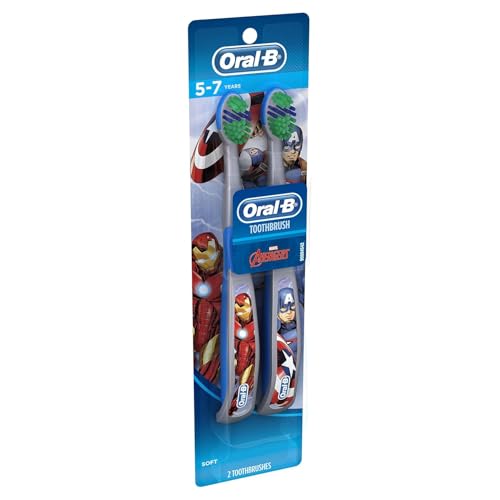 Oral-B Kid's Manual Toothbrush Featuring Marvel's Spiderman, Soft Bristles, for Children and Toddlers 3+, 2 Count