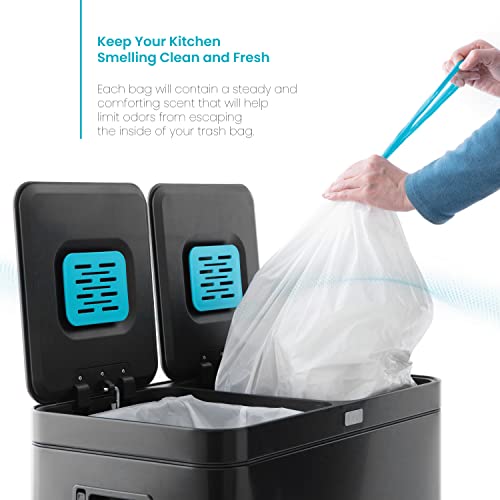 Home Zone Living 8 Gallon Kitchen Trash Bags with Drawstring Handles, Heavy Duty Custom Fit Design for 30 Liter Dual Recycling Liners, Code 30R, 60-Count