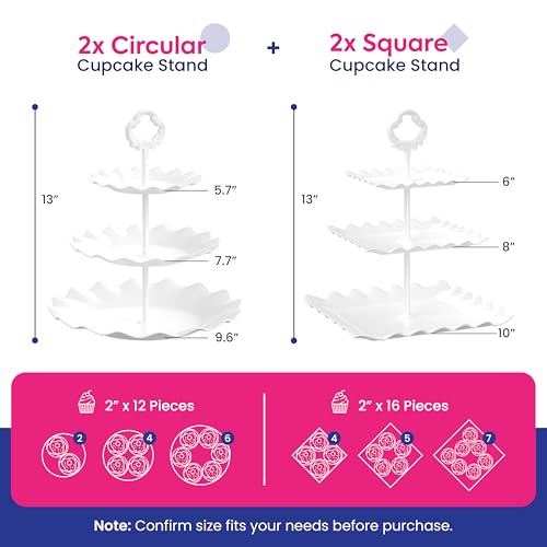 Riccle 10Pcs Dessert Table Display Set, 3 Tiered Cupcake Stand, Cupcake Holder & Cake Stands, Dessert Display Serving Trays for Party, Bridal Shower, Baby Shower, Tea Party, and Birthdays
