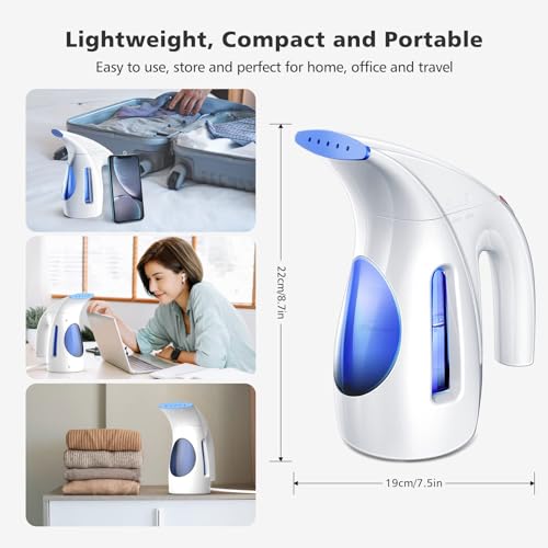 HiLIFE Steamer for Clothes, Portable Handheld Clothing Steamer, 240ml Big Capacity, 700W, Strong Power, Fabric Quick Wrinkle Remover with Brush for Home, Office, Travel (ONLY 120V) -Blue