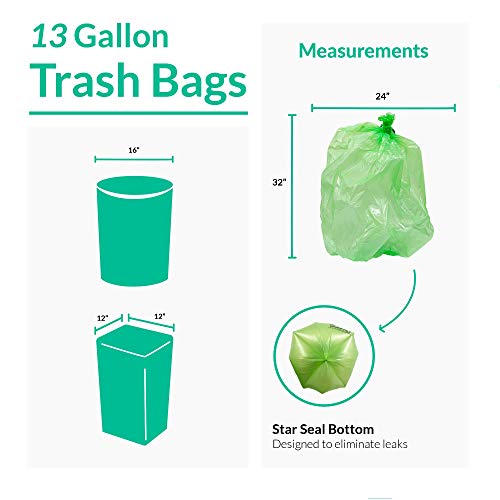 Reli. Biodegradable 13 Gallon Trash Bags | 100 Count | ASTM D6954 | Green | Eco-Friendly | Oxobiodegradable Under Certain Conditions (See Product Description)