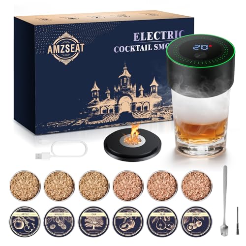 Electric Whiskey Smoker Kit-Rechargeable Cocktail Smoker Set with 6 Wood Chips-Unique Bourbon Ideal Christmas, Birthday, Valentine's Day Gift,Gifts for Men, Dad, Husband