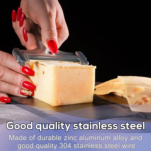 Stainless Steel Wire Cheese Slicer, Handheld Cheese Cutter with 8 Replacement Wires & Wrench Food Slicer for Block Butter Cutter Tools