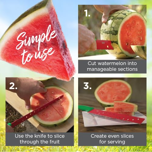 Kuhn Rikon Watermelon Knife, Serrated Fruit Slicer for Watermelon and Large Fruit, Long Blade for Clean Slicing, Easy Cutting Tool