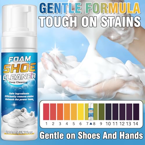 Shoe Cleaner, Deep Cleaning Sole Sneaker Cleaner, Shoe Cleaning Kit with Brush and Towel , White Shoe Cleaner for Sneakers, Tennis Shoes, Leather, Canvas, Rubber, Removes Dirt, Stains, 6.76 oz