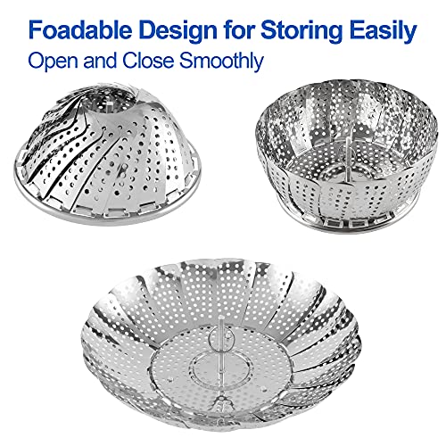 Vegetable Steamer Basket, Premium Stainless Steel Veggie Steamer Basket - Folding Expandable Steamers to Fits Various Size Pot Small by SAYFINE (5.5" to 9.2")