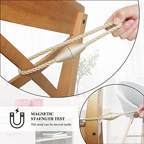 4 Pack Magnetic Curtain Tiebacks Rope Modern Handmade Curtain Tie Backs Decorative Drapes Weave Holdbacks for Window Décor, Beige