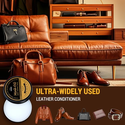 Mink Oil for Leather Boots, Boot Leather Care Kit, Leather Shoe Care Kit for Cowboy Boots, Work Boots, Leather Conditioner and Cleaner All-Natural Waterproof Soften and Restore Shoes