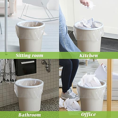 4 Gallon 330 Counts Strong Trash Bags Garbage Bags by Teivio, Bathroom Trash Can Bin Liners, Small Plastic Bags for home office kitchen (Clear)