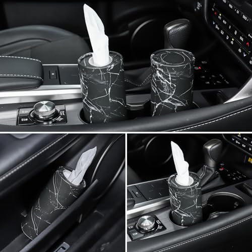 SINGARO Car Tissue Holder, 4 Pack Car Cup Holder Facial Tissues with Travel Tissue Bag