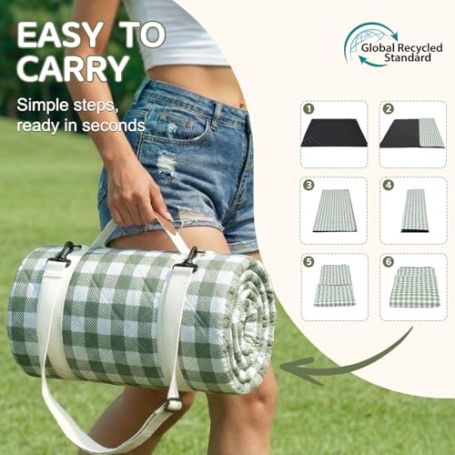 Genovega Waterproof Picnic Blanket Beach Outdoor Camping Mat Extra Large Foldable Cute Big Travel Essential Accessories Gift Park Patio Lawn Garden Grass Ground PlayMusic Festival Concert Must Have