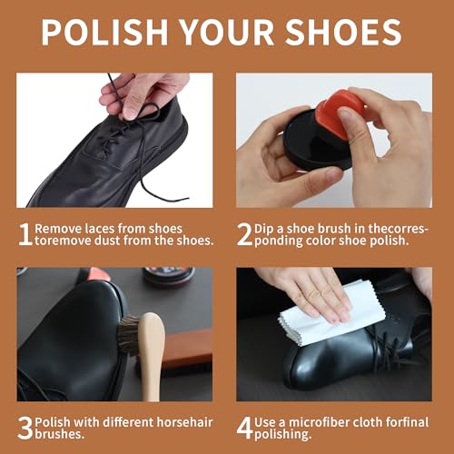 Black Brown Shoe Polish Kit Saddle Soap Mink Oil Shoe Shine Kit Boots Leather Conditioner Cream Wax Care Set