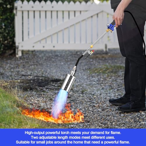 Propane Torch Weed Burner Kit, Blow Torch High Output with Self Igniter and Turbo Trigger,Heavy Duty Flamethrower with 12.5FT Hose for Weeding,Roofing,Melting Snow,Road Paint Removing