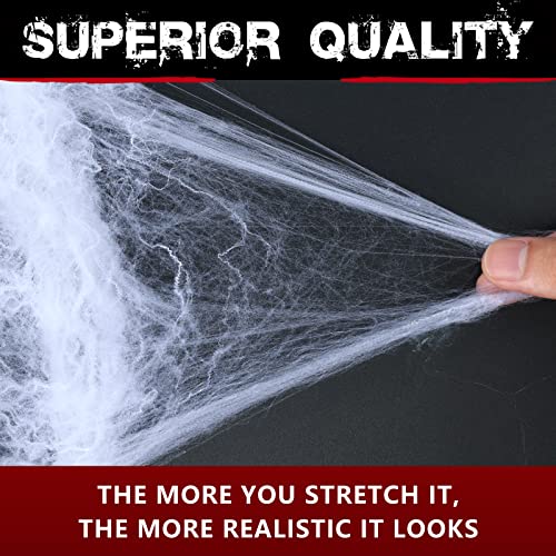 ZPISF 1400 sqft Halloween Spider Webs Decorations with 150 Extra Fake Spiders, Super Stretchy Cobwebs for Halloween Decor Indoor and Outdoor