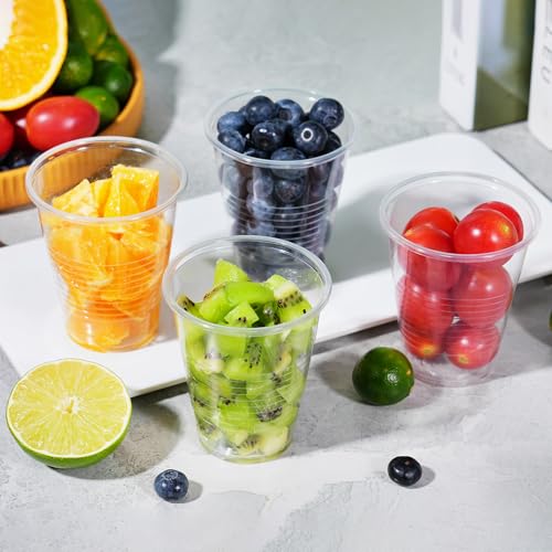 SIUQ 600 Pack 9 oz Plastic Cups, Clear Disposable Cups, Hot/Cold Party Drinking Cups, PP Clear Plastic Cups Bulk for Party, Picnic, BBQ, Wedding, Travel