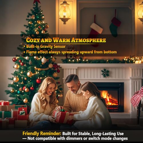 HoogaLife Flame Light Bulbs, Warm Flickering Light Bulbs Effect of Real Fire, E26 Flame Light Bulb for Christmas, Halloween, Party Patio Porch Home