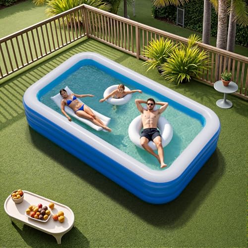Inflatable Pool for Adults, 115'' x 68'' x 22'' Large Inflatable Pool for Adults, Blow up Pools, Rectangular Family Swimming Poo l, Oversized Thickened Family Inflatable Pools for Outdoor