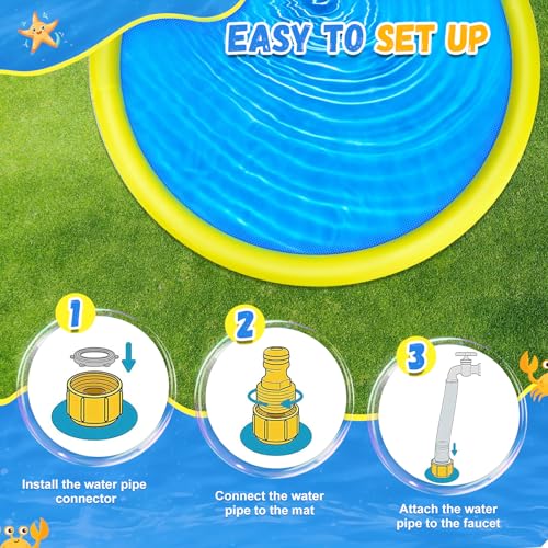 107 inch Extra Large Non-Slip Splash Pad Sprinkler for Kid and Dog, Kiddie Dog Pool, Kid Outdoor Toys for Ages 3-12 Boys Girls, Summer Outdoor Water Kids Toys, Parent Games, Backyard, Lawn