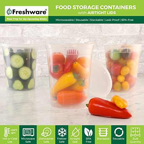 Freshware Food Storage Containers 24 Set 32 oz Plastic Deli Containers with Lids, Slime, Soup