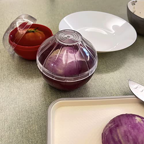 2PCS Fruit and Vegetable Shaped Savers Onion and Tomato Storage Containers for Fridge Vegetable Crisper Makes Food Stays Fresh Longer