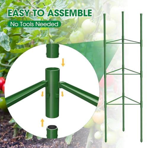 3 Pack Tomato Cages, 51.2in Tomato Plant Support Stakes Heavy-Duty, Garden Tomato Cages & Trellis for Climbing Vegetables, Tomatoes, Peppers, and Potted Plants(3)