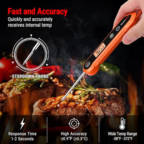 ThermoPro Digital Instant Read Meat Thermometer for Grilling Waterproof Kitchen Food Thermometer with Calibration & Backlight Baking Bread Candy Thermometer Cooking Tools Utensils