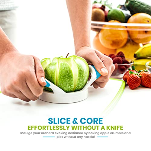 Utopia Kitchen Apple Corer and Slicer Fruit Cutter Apple Divider Wedger Stainless Steel Slicer for Fruits and Vegetables Ergonomic Handle Easy Grip 8 Sharp Blades Blue
