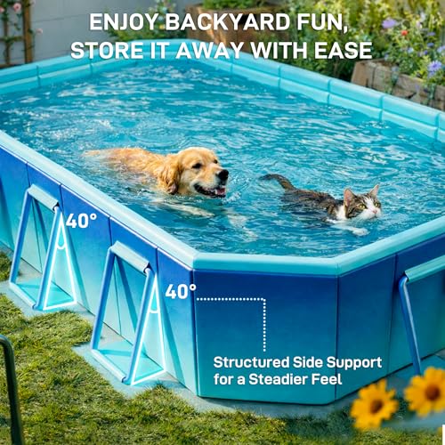 Foldable Pool, Non-Inflatable Swimming Pool for Adults & Family Use, Thickened Collapsible Folding Pool, Large Foldable Pool for Backyard, Portable Above Ground Outdoor Pool 116" x 65" x 20"