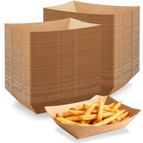 250 Pack 2lb Paper Food Boats - Heavy-Duty Food Trays Disposable,Paper Food Trays for Hot Dog,Nacho,Fries,Onion Rings,Ice Cream or Other Snacks