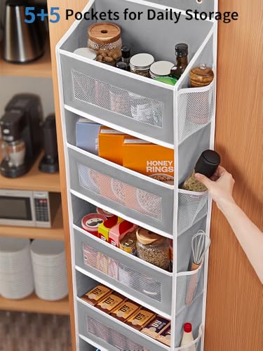 JARLINK Over the Door Organizer for Bedroom, Pantry, Bathroom, 5 Shelf Grey