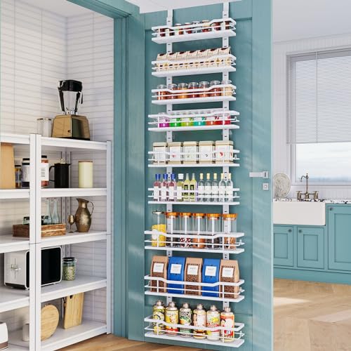 Eastherry Over The Door Pantry Organizer, 9-Tier Over The Door Organizer with Adjustable Basket