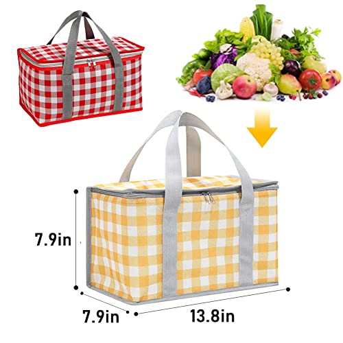 Insulated Bag Picnic Basket Bags Beach Bag Foldable Cooler Bag Reusable with Zippered top-for Warm or Cold Picnic Accessories, Outdoor(13.8x7.9x7.9 in)