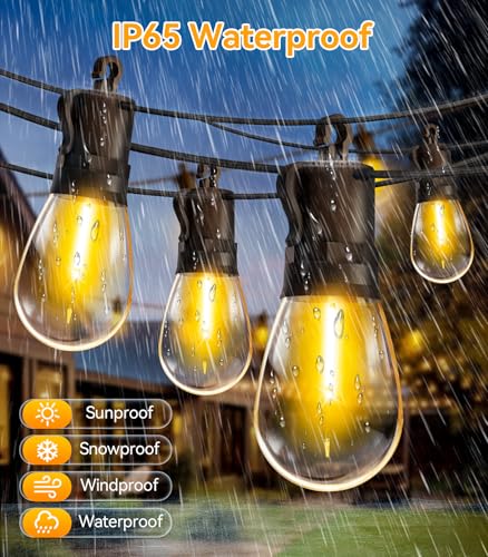 Outdoor String Lights Patio LED - 15M 50FT Outside Waterproof Dimmable