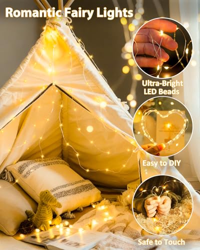 4 Pack 60 LED Fairy Lights Battery Operated with Timer, 20 FT String Lights
