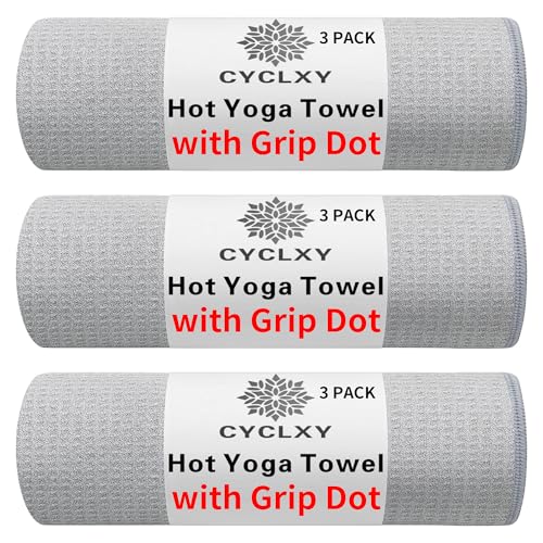3 Pack Yoga Mat Towels with Grip Dot, Hot Yoga Towel Non Slip Yoga Mat Towel Non-Slip Sweat Absorbent Anti-Slip Yoga Towel for Bikram,Pilates