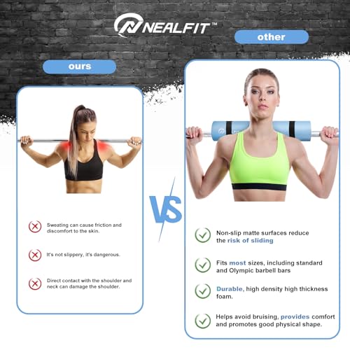 NEALFIT Barbell Pad Squat Pad for Squats—Squat Bar Pad—Great for Weightlifting,Lunges and Hip Thrusts—Foam Sponge Pad—Fit Standard and Olympic Bars Perfectly