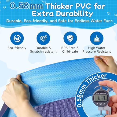 Non Slip Splash Pad for Kids and Dogs, 80" Sprinkler Splash Pad with 5mm Reinforced Edges,0.58mm Thickened Dog Pool,Outdoor Water Toys for Toddlers,Summer Backyard Fountain Play for Girls Boys Pets