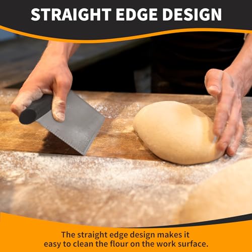 ALLTOP Bench Scraper & Chopper for Kitchen - Ideal Baking Essential Utensil,Stainless Steel Pastry/Dough/Food Cutter Tool for Cake Pizza Bread,Cooking - 1 Pack,Black