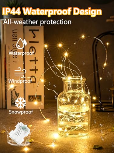 4 Pack Fairy Lights Battery Operated with Remote 33FT 100 LED Warm White
