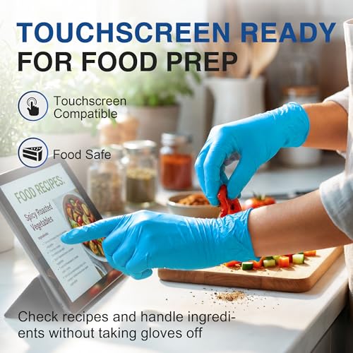 Schneider Nitrile Exam Gloves, Medical Grade Blue Disposable Gloves Latex Free, Rubber Glove for Cleaning, Cooking, Food Prep