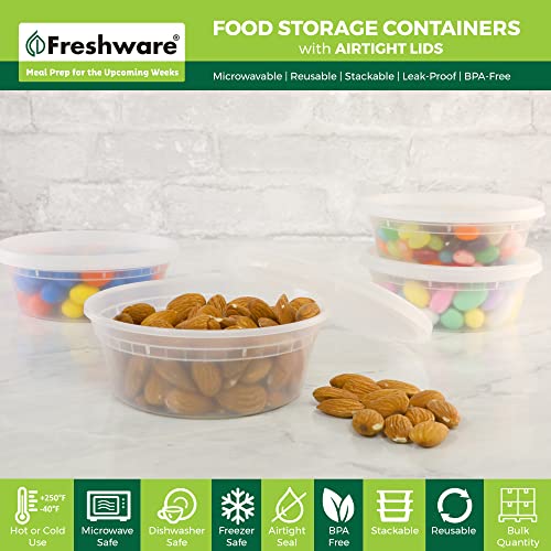 Freshware Food Storage Containers 50 Set 8 oz Plastic Deli Containers with Lids, Slime, Soup