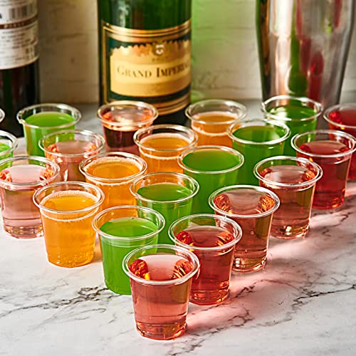 Lilymicky 500 PACK 1 oz Plastic Shot Glasses, 1 Ounce Clear Disposable Party Cups for Vodka, Whiskey, Tequila, Mini Plastic Containers for Sauce, and Sample Tasting