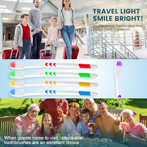 Navona 50 PCS Premium Individually Wrapped Bulk Toothbrush Pack, Disposable Toothbrushes, Kids Toothbrush, Medium Soft Bristle Toothbrushes, Ergonomics Handle, Perfect for Travel Hotel Donation
