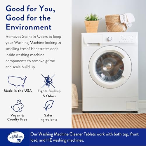 THE CLEAN PEOPLE Washing Machine Cleaner - Washer Machine Cleaner Tablets for Removing Odor, Grime & Scale Buildup - Front Load and Top Load Laundry Machine Cleaner - 10 Count