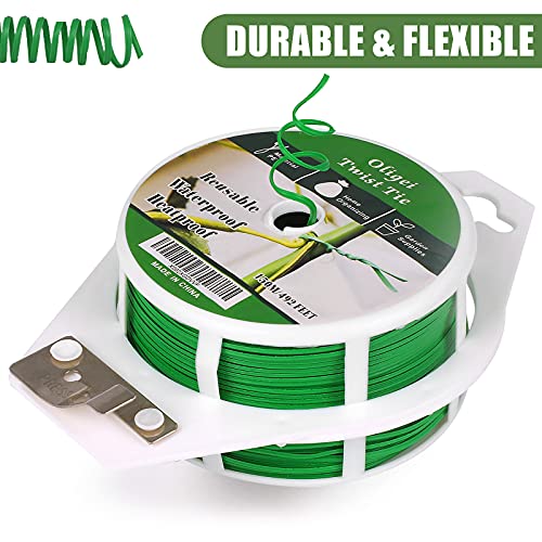 Green Garden Wire, Sturdy Plant Ties for Support with Cutter, 492FT/150m, Indoor, Outdoor, Home and Office Use